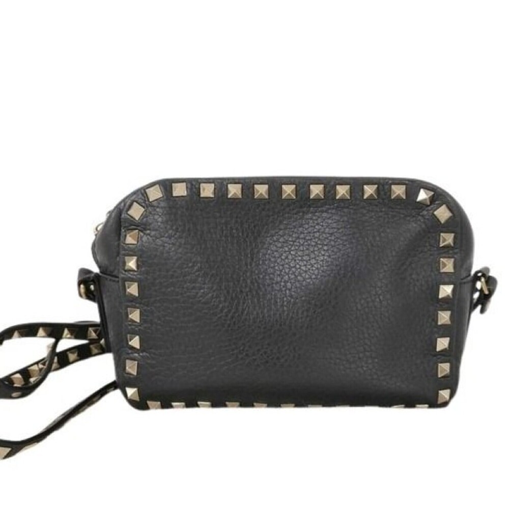 Valentino Garavani Shoulder Bag, Rockstud Design, Small Camera Black Leather,...